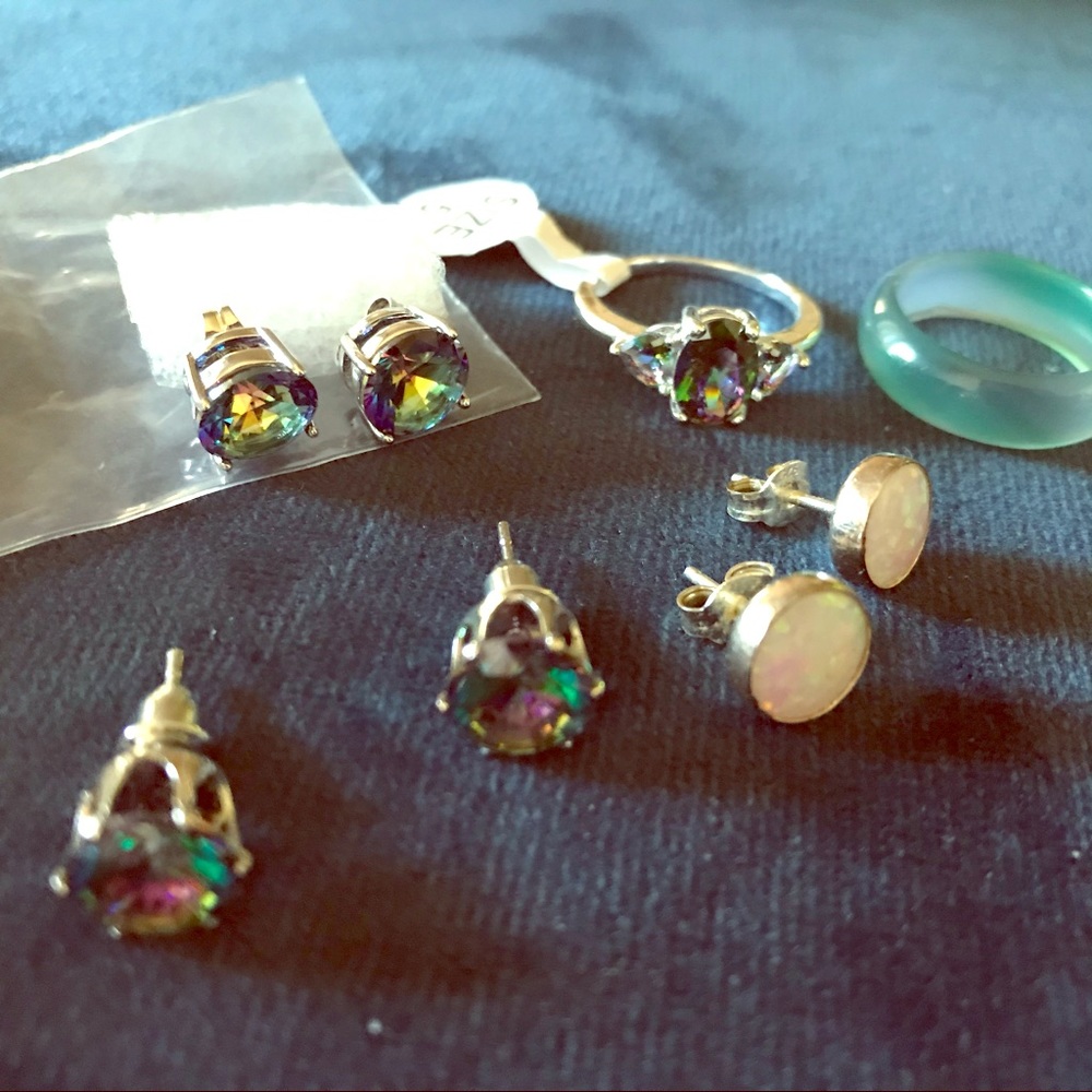 Mystic topaz ring & earrings size 5 ‘s +extras